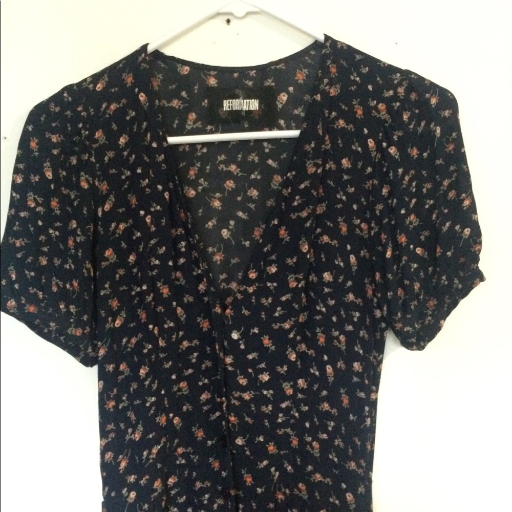 Reformation Floral Button Up Midi Dress